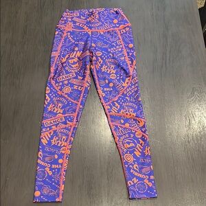 Zumba Fitness Purple and Orange Leggings Vibrant Stretchy Design